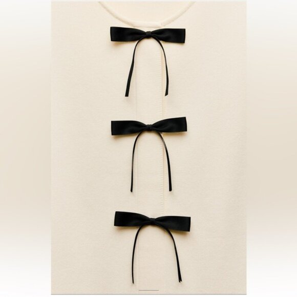 ZARA KNIT MINI DRESS WITH CONTRASTING BOWS - Picture 1 of 4